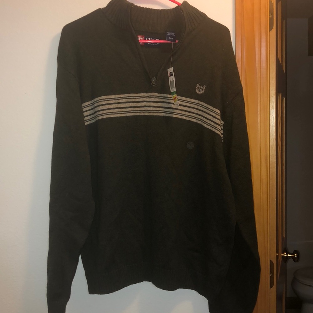 Men's Chaps dark green half zip sweater